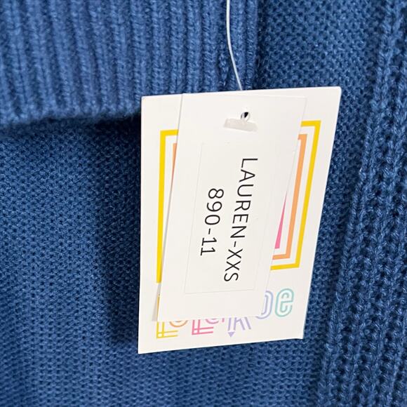 NWT Lularoe Lauren Sweater Dress Blue and Pink Stripes Size XXS - Picture 6 of 8